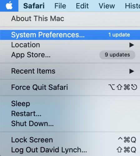 click system prefereces on mac