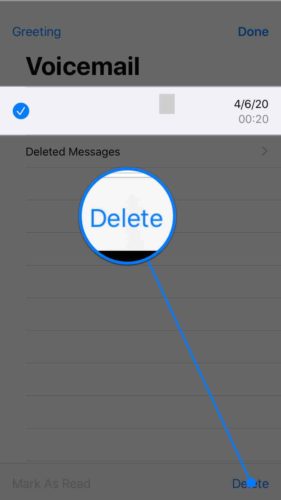 delete voicemail on iphone