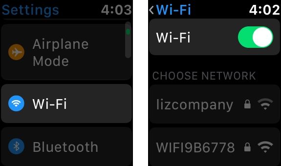 check wifi on apple watch
