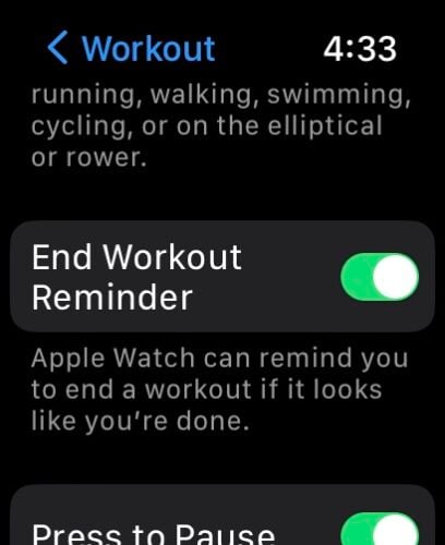 end workout reminder apple watch settings