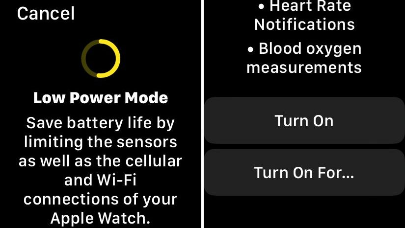 turn on low power mode on apple watch