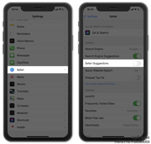 turn off safari suggestions on iphone