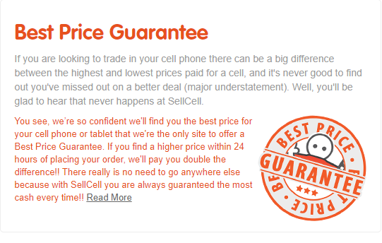 SellCell's best price guarantee