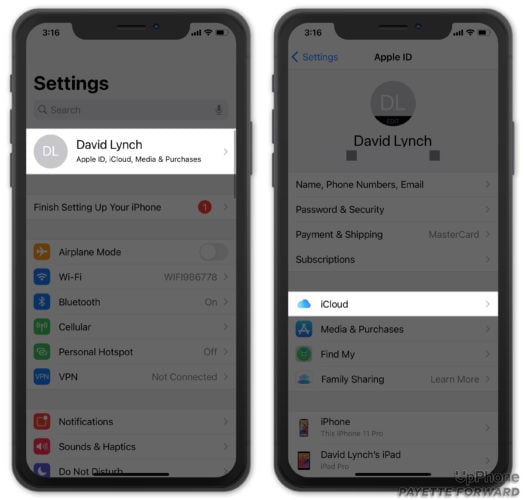 icloud settings on iphone