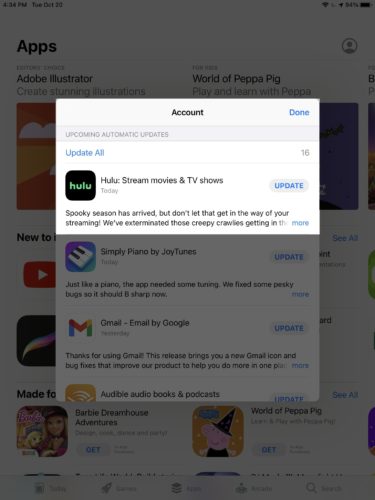 actualizar hulu en ipad