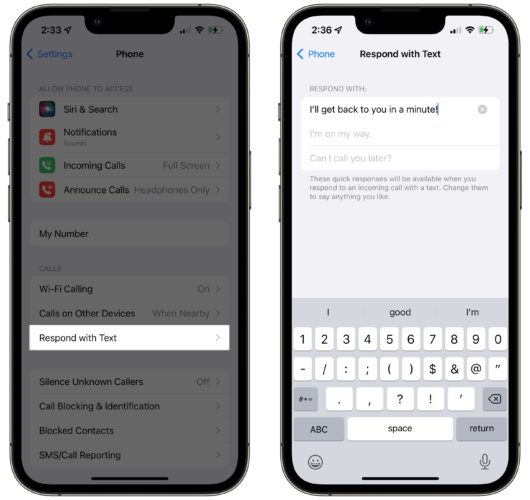 crear una respuesta personalizada para responder con mensaje en el iPhone