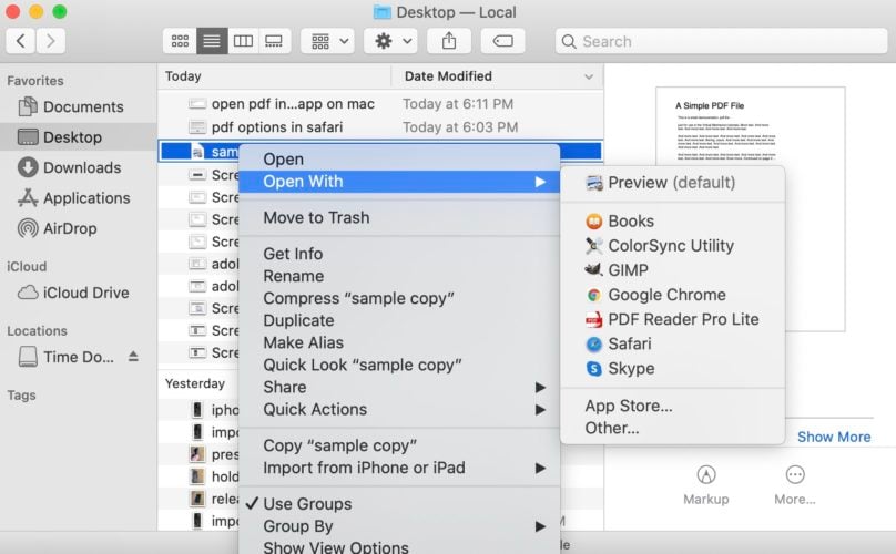 open pdf in preview from downloads on mac