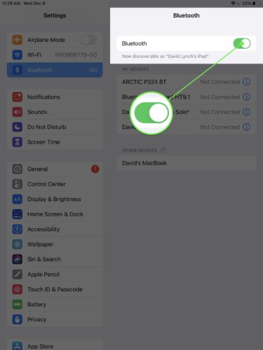 turn on bluetooth ipad