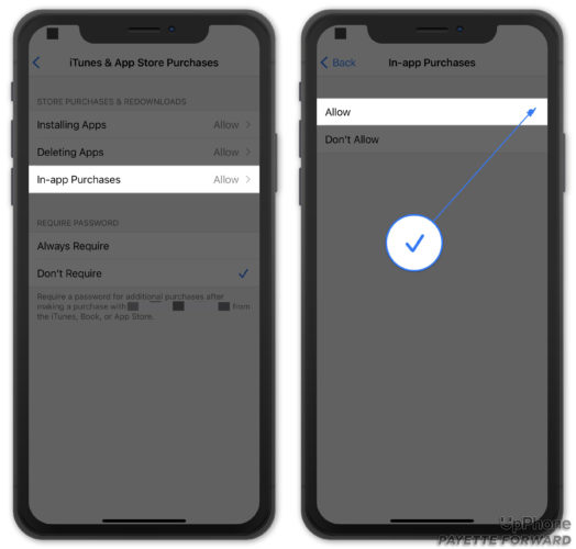 allow in app purchases on iphone