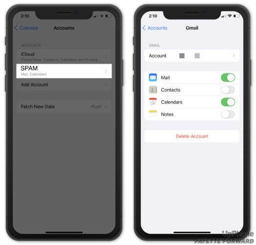 delete spam calendar account on iphone