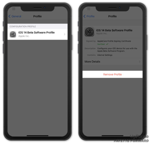 eliminar el perfil beta de ios