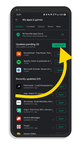 Update all apps on Android