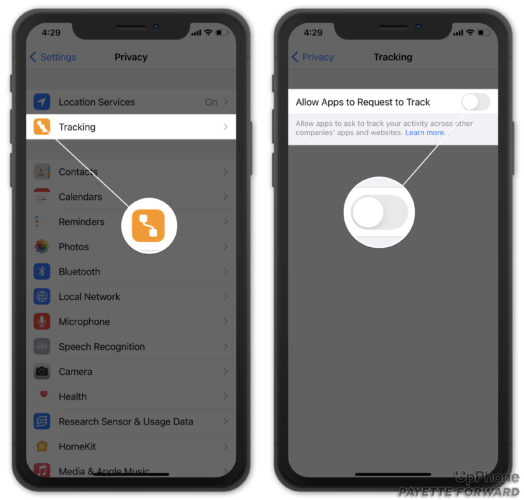 allow apps to request to track on iphone