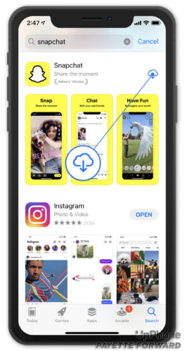 reinstalar snapchat en iphone