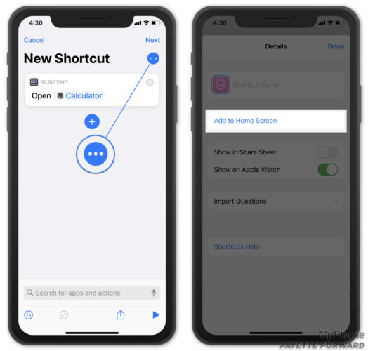 add siri shortcut to iphone home screen