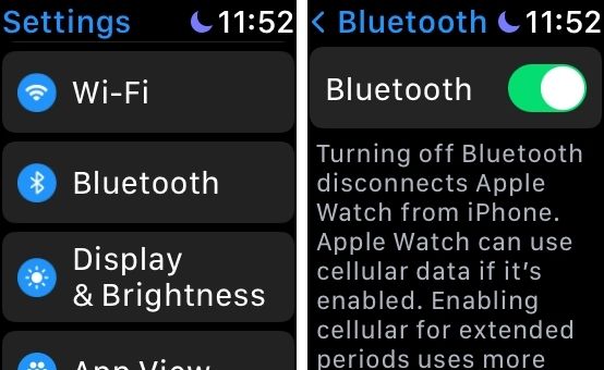 check bluetooth on apple watch