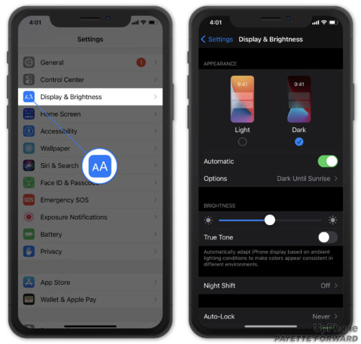 turn on iphone dark mode