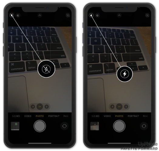 iphone flash apagado vs encendido
