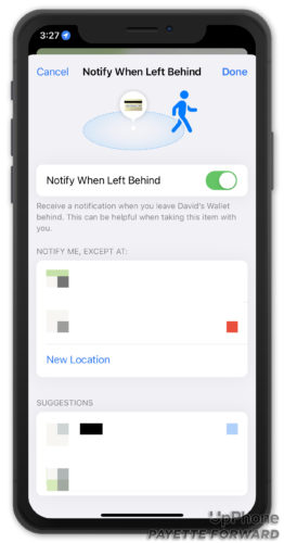 add locations to notify when airtag item left behind