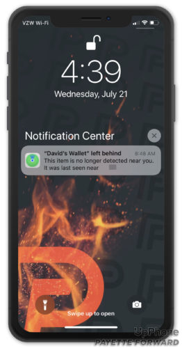 airtag item left behind notification