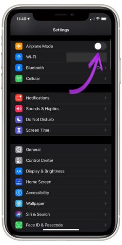 Turn Off AirPlane Mode