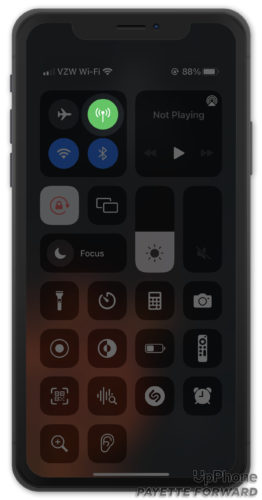 cellular button in iphone control center