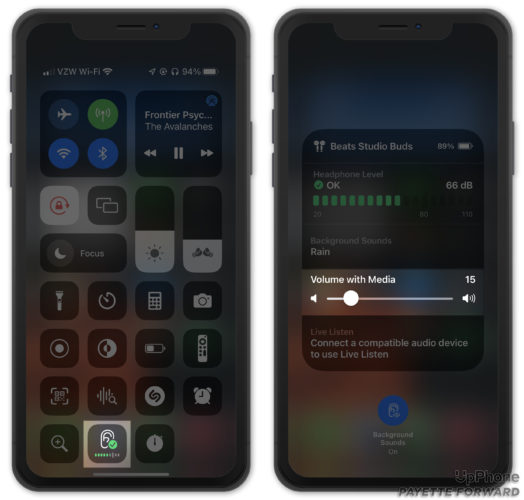 adjust volume with media for background sounds on iphone