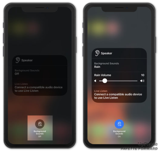 turn on background sounds in iphone control center ios 15