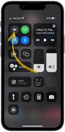 Airplane Mode in control center