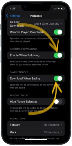 Automatic Podcast Download Settings