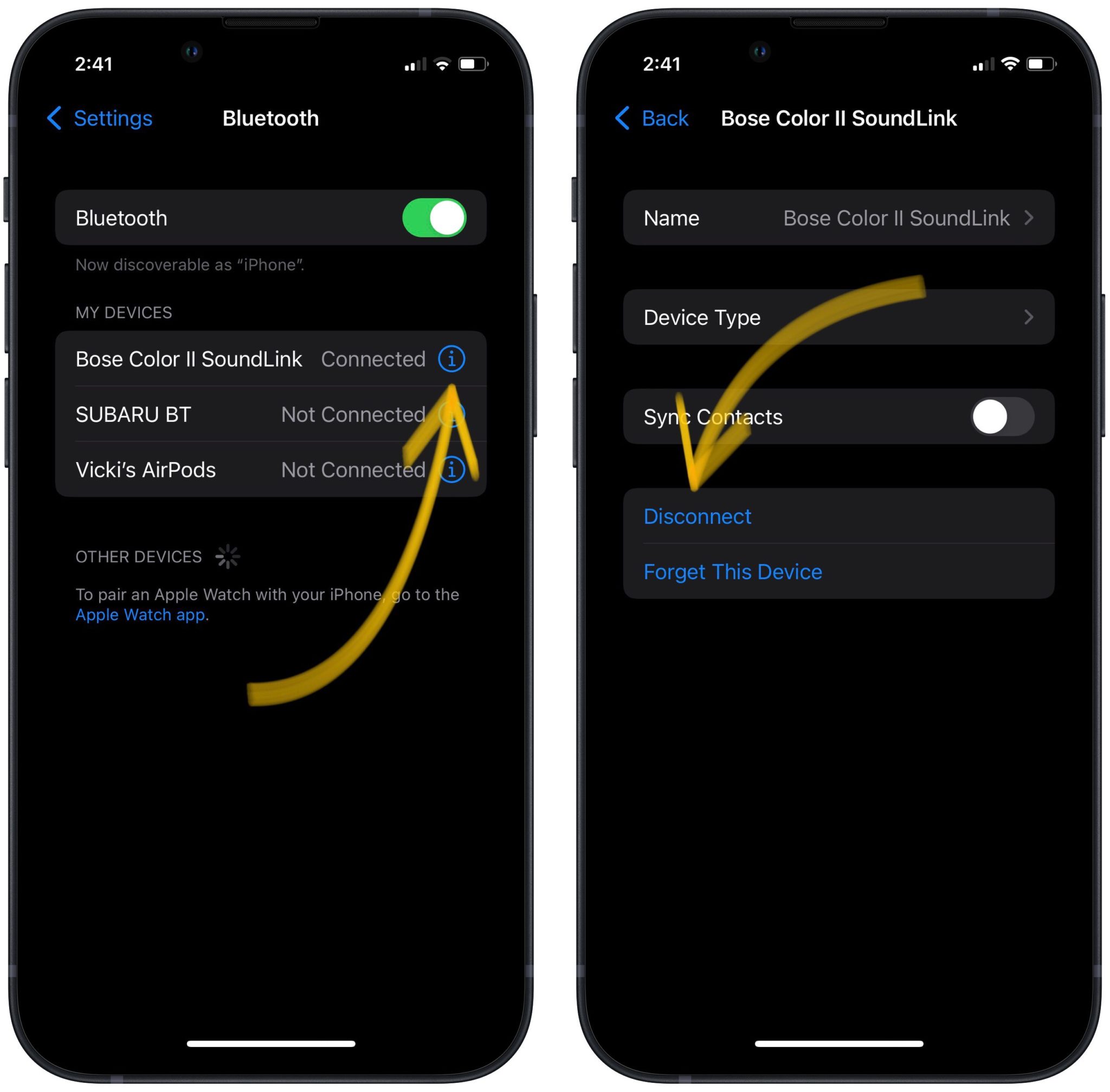 apple watch disconnected from iphone