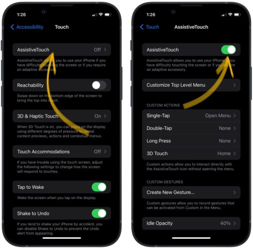 Enable AssistiveTouch In Settings