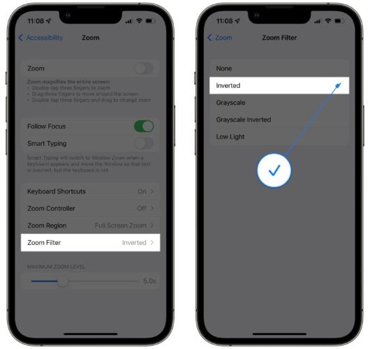 iPhone 11 Pro: How to Enable / Disable Classic Invert to Reverse Screen  Colors 