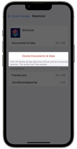 delete documents and data from icloud storage