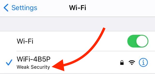 weak security iphone wifi network