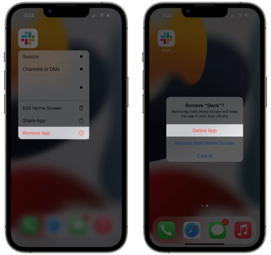 delete slack on iphone