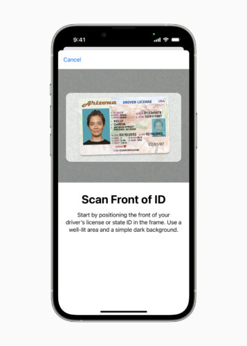 escanear frente de id iphone