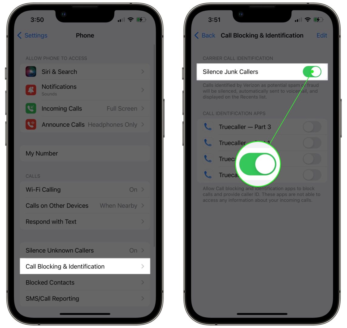 turn on silence junk callers on iphone