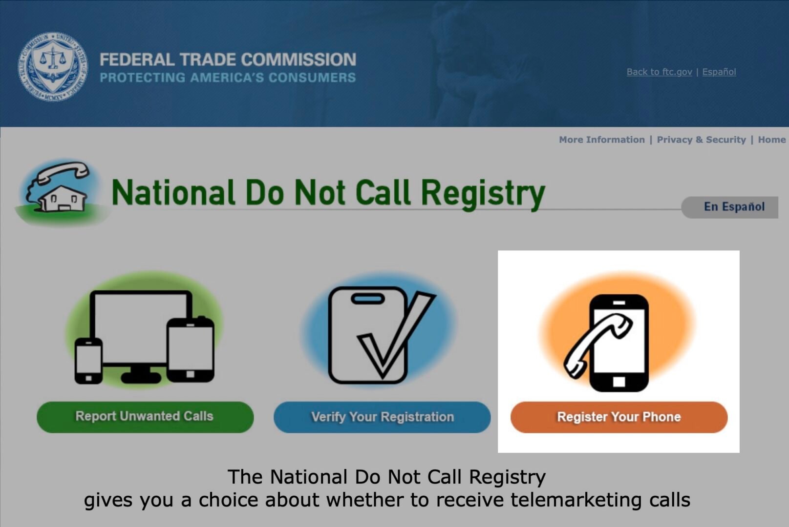 register your phone do not call registry