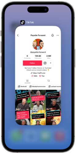 tiktok in iphone app switcher
